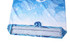 A blue and white fishing team uniform features an intricate ocean-themed design with fish and shells. It has a logo.