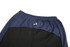 Side zip warm-up pants in dark green and navy, featuring an elastic waistband and a logo on the waistband.
