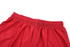 A red soccer uniform with an elastic waistband, featuring a smooth fabric texture. The uniform has a logo present.