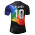 A football top jersey featuring a vibrant rainbow design with a black base and a player's number 10.