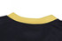 A rugby top featuring a yellow collar and primarily black fabric. It has a logo on the front.