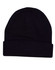 Acrylic beanie in solid black colour with a folded brim design. Features a logo on the front.