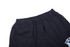 Black shorts featuring an elastic waistband and a graphic design on the side. The shorts have a pocket detail.
