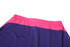 A sports uniform featuring a combination of purple and pink fabric, with an elastic waistband and a branded logo.