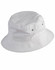 A white soft washed bucket hat with a simple design and small eyelet accents.