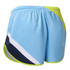 Athletics shorts in light blue with a split design and contrasting navy and lime details. Features an elastic waistband.