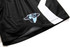 Black volleyball shorts featuring a blue and white logo, with a lightweight fabric for comfort.