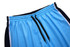 Reversible basketball shorts featuring light blue fabric with black and white accents. Includes a drawstring waistband and branding.