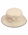 A soft washed bucket hat in cream with a contrasting black trim, featuring eyelets and a branded logo.