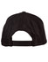 A black cap with a mesh design and adjustable strap at the back, featuring a logo.