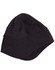 A black polar beanie with ear covers, made from soft fleece material. It features a simple, unadorned design.