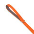 An orange dog lead with a grey underside and a metal ring attached.