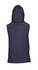 Sleeveless zip hoodie in a dark heather colour, featuring a hood and a branded logo.