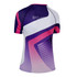 A purple, pink, and white swimming costume featuring a logo, designed for anti-chlorine performance.