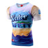 A short-sleeved tee featuring vibrant blues, sandy accents, and a design focused on water safety. It includes a logo.