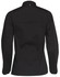 A black ladies' functional chef jacket featuring long sleeves and a button neck closure, with a back pocket and branding.