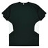 A dark green t-shirt with white side panels and a simple design, featuring a logo on the back.