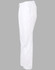 White chef pants with a relaxed fit, featuring an elastic waistband and side pockets.