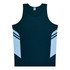 A green singlet featuring light blue stripes on the sides, with a logo on the front.
