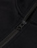 A close-up of a black half-zip collar fleecy jumper featuring a smooth zipper and soft fabric texture.