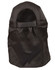 A black poly cotton legionnaire hat with an open back and an adjustable strap. It features a logo on the side.