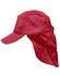 A red poly cotton legionnaire hat with a wide brim and back flap, featuring a branded logo.