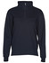 A navy fleecy sweat with a half zip collar and long sleeves, featuring a branding logo.
