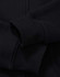 A black full-zip fleecy hoodie with a smooth fabric texture and a close-up view of the sleeve.