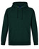 A green men's fleecy hoodie featuring a front pocket and a hood, with a brand logo.