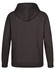 A dark brown men's fleecy hoodie featuring a hood and long sleeves. Includes a logo on the back.