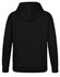A black men's fleecy hoodie featuring a hood and long sleeves, with a simple design and an unprinted back.