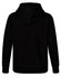 A black kids' hoodie featuring a close front design and a fleece fabric. Includes a hood and has a logo.