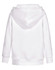 A white kids' hoodie with a close front design and a hood. Features long sleeves and a simple back view.