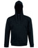 A men's full zip contrast fleece hoodie in black, featuring a hood and a logo. Suitable for casual wear.