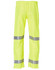 Hi-Vis safety pants in bright yellow featuring reflective 3M tape stripes. Includes an elastic waistband and has branding.