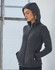 A ladies' heather bonded fleece jacket in dark grey, featuring a zip front and a hood. The jacket has a logo.