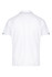 A white polo shirt featuring short sleeves and a logo on the sleeve. Suitable for casual wear.