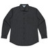 A long-sleeve button-up shirt in dark grey with a subtle striped pattern and a chest pocket.