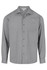 A long-sleeve, button-up shirt in grey with a chest pocket and a logo on the collar.
