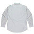 A long-sleeve white button-up shirt featuring a classic collar and buttoned cuffs, with a plain back design.