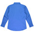 A long-sleeve button-up shirt in blue, featuring a standard collar and button cuffs. The shirt has one logo.