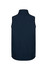 A dark blue kids' vest with a high collar, featuring a logo on the back.
