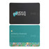 A wireless charger and mouse pad combo in black and teal, featuring logos on both sides.