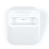 A white wireless power bank with a flat design and three indicator lights on the top.