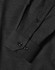 A black pin dot long-sleeve button-up shirt with a detailed collar and cuff design.