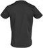 A black men's scrub top featuring a simple design with short sleeves and a back view. Includes branding.