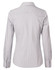 A women's long-sleeve button-up shirt in light blue and white ticking stripes, featuring a collar and back yoke.