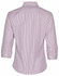 A women's button-up shirt featuring red and white stripes with 3/4 sleeves and a collar, displaying a plain back view.