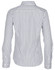 A back view of a women's long-sleeve button-up shirt featuring a blue and white sateen stripe pattern.