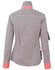A women's roll-up long sleeve shirt in black and white gingham check with orange accents on the collar and cuffs.